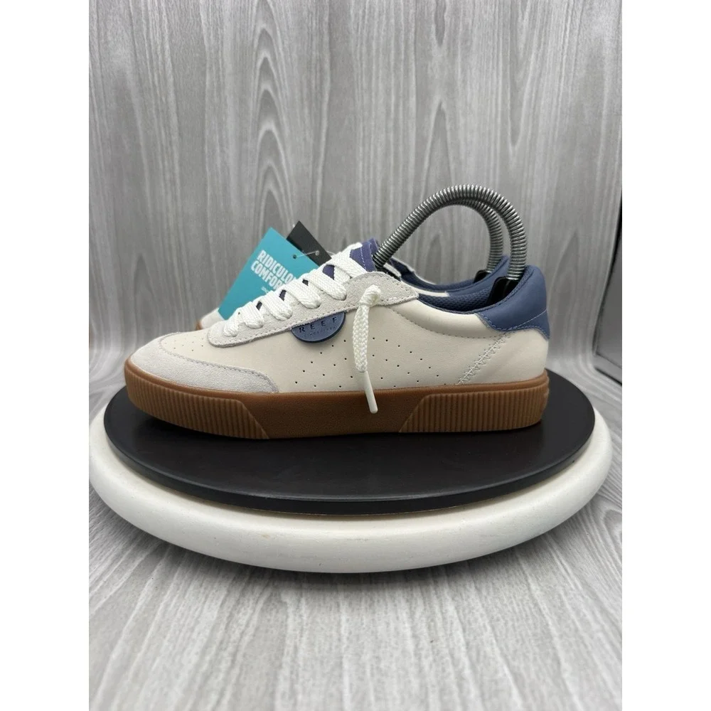Reef Lay Day Seas Womens Size 7.5 Navy Vintage White Casual Sneakers Shoes NEW